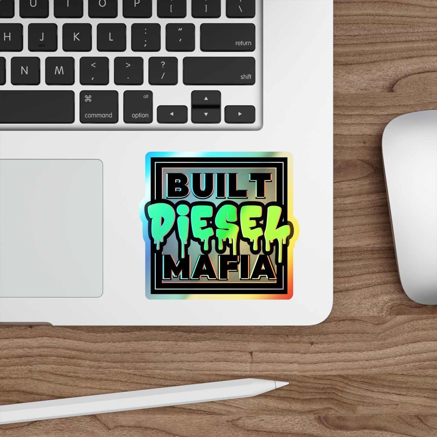 Holographic Built Diesel Mafia Die-Cut Stickers