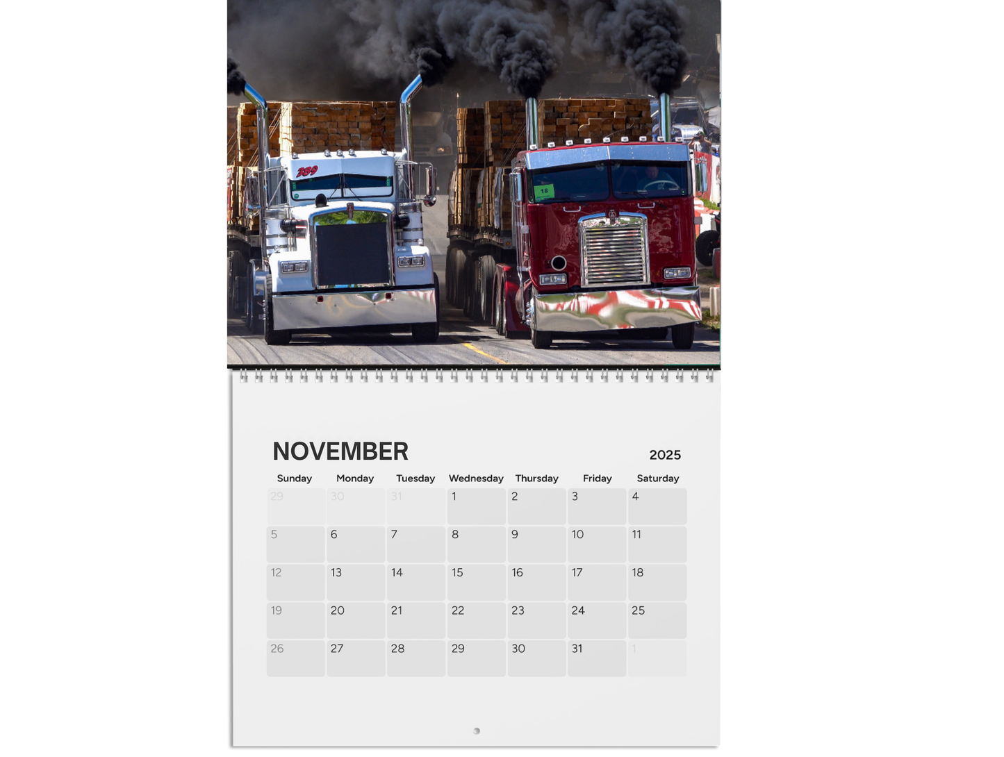 Wall Calendar - Loaded Big Rig Racing Onaway, Michigan 2025