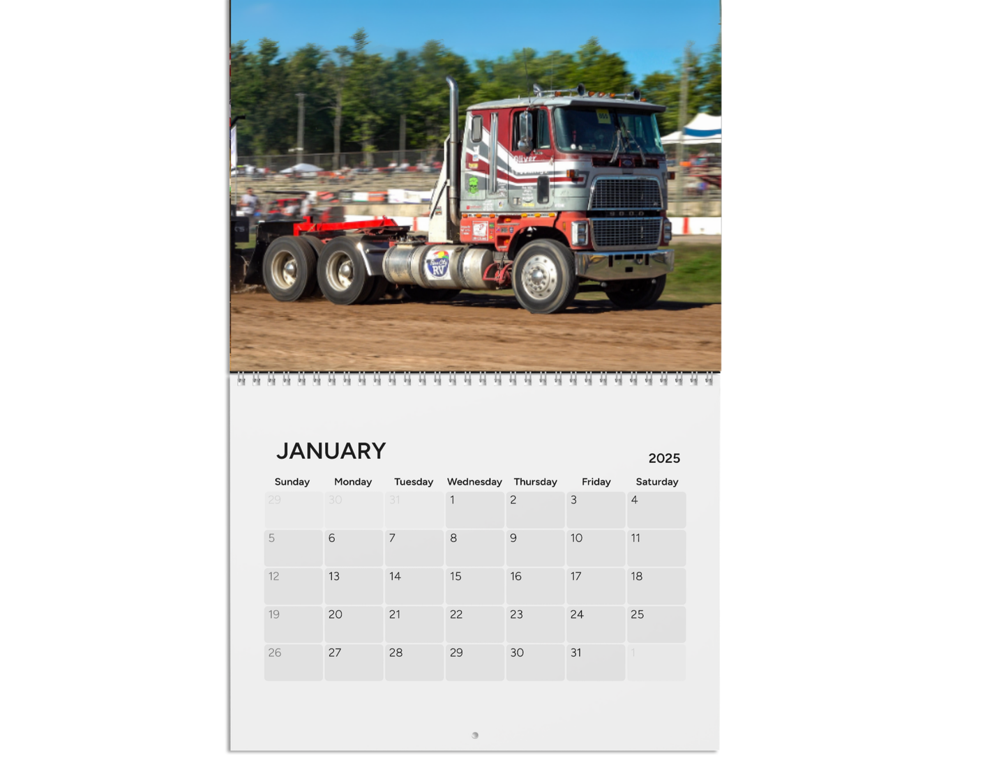 Wall Calendar - Big Rig Semi Pulling in Onaway, Michigan (2025)