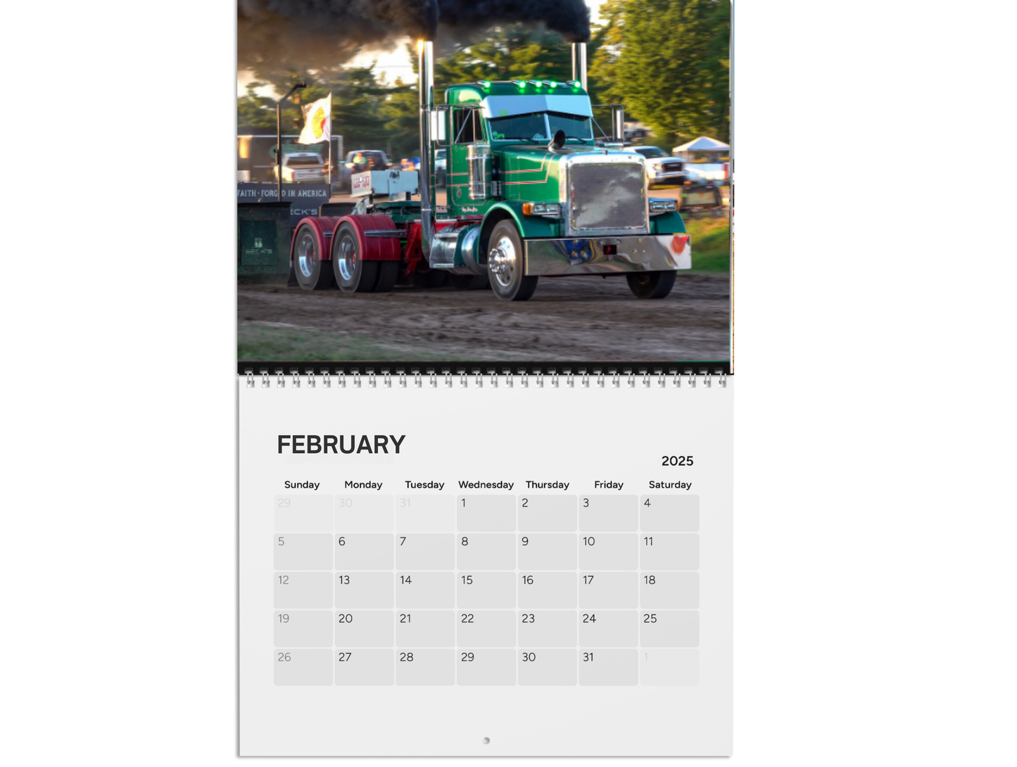 Wall Calendar - Big Rig Semi Pulling in Onaway, Michigan (2025)