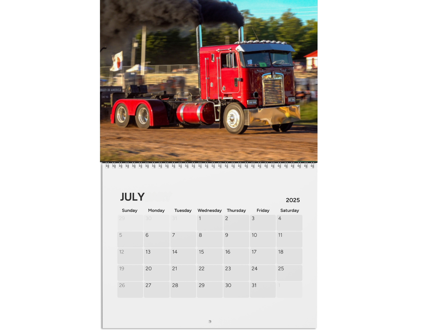 Wall Calendar - Big Rig Semi Pulling in Onaway, Michigan (2025)