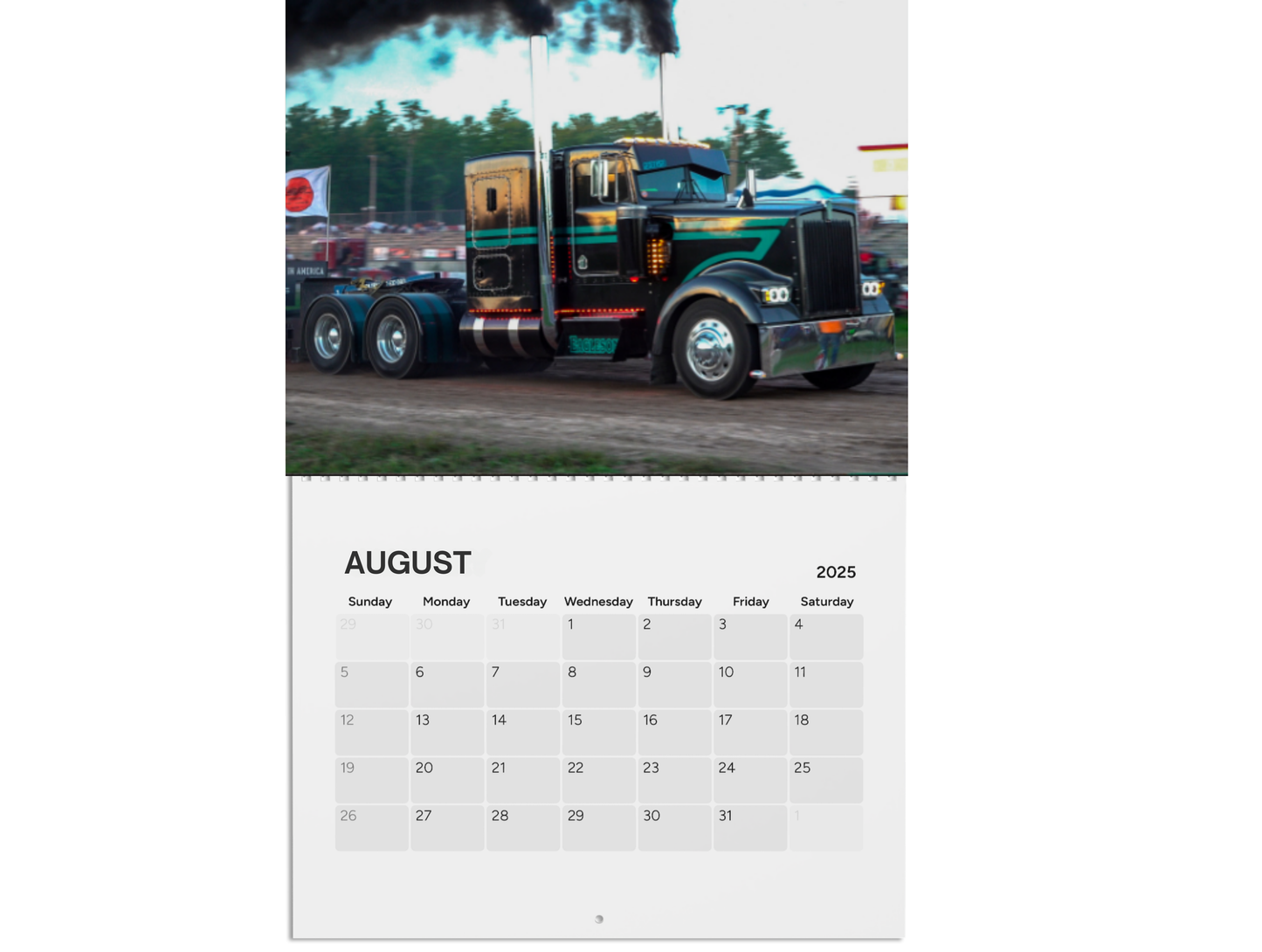 Wall Calendar - Big Rig Semi Pulling in Onaway, Michigan (2025)