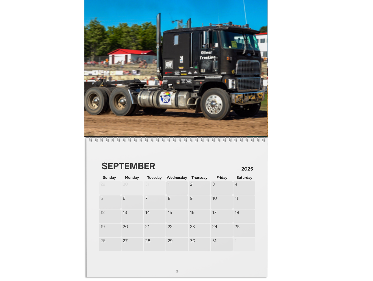 Wall Calendar - Big Rig Semi Pulling in Onaway, Michigan (2025)