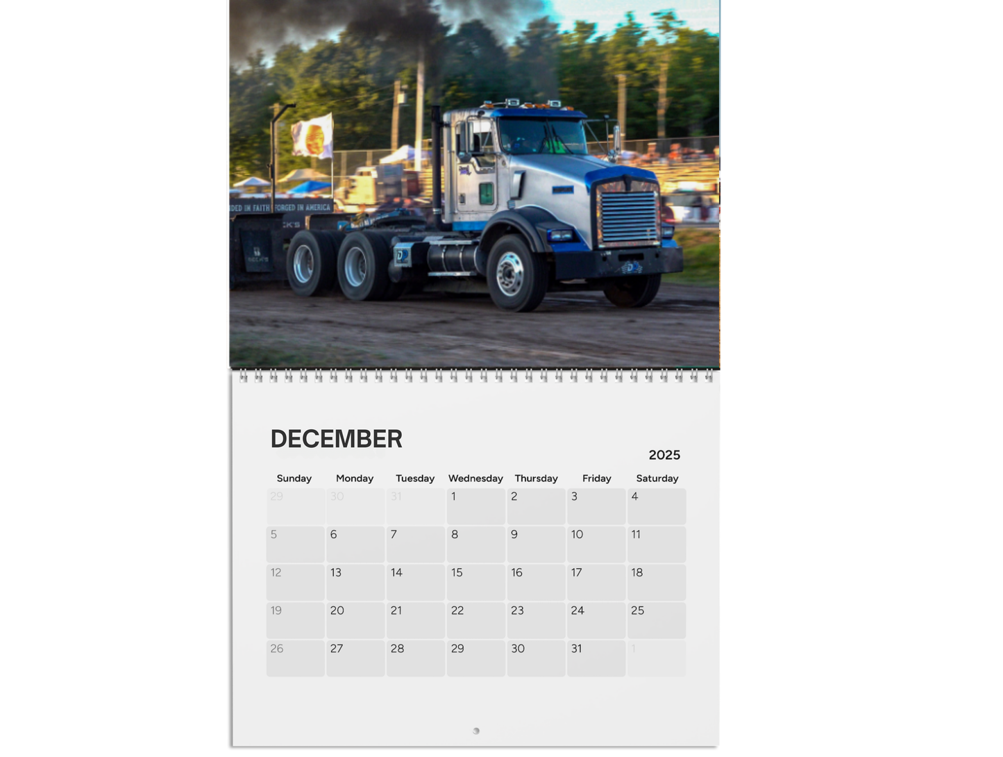 Wall Calendar - Big Rig Semi Pulling in Onaway, Michigan (2025)