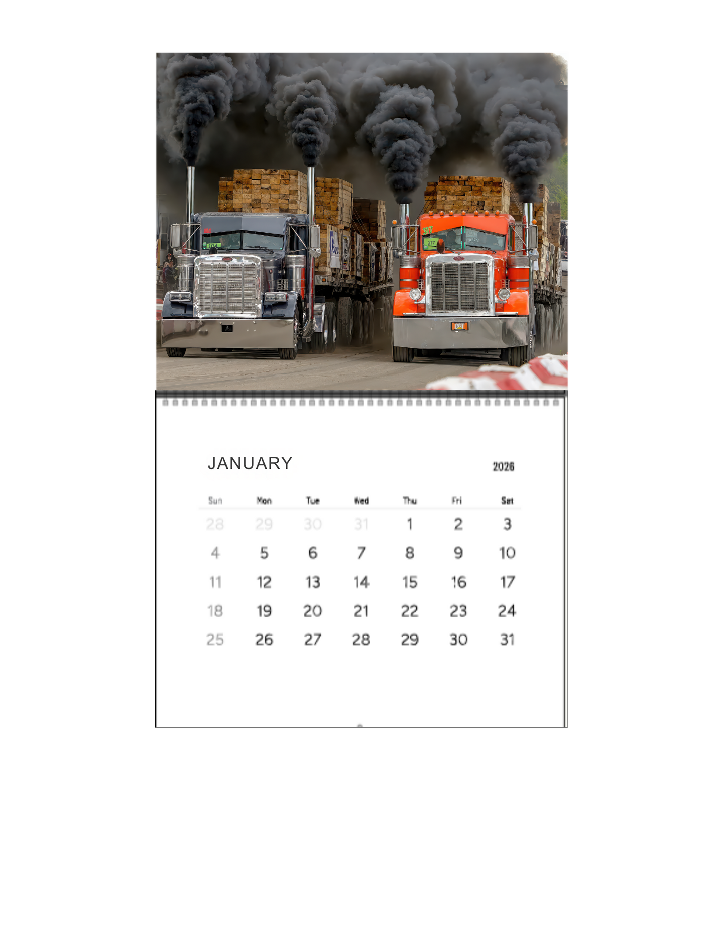 Wall Calendar-Onaway Loaded Big Rig Racing 2026