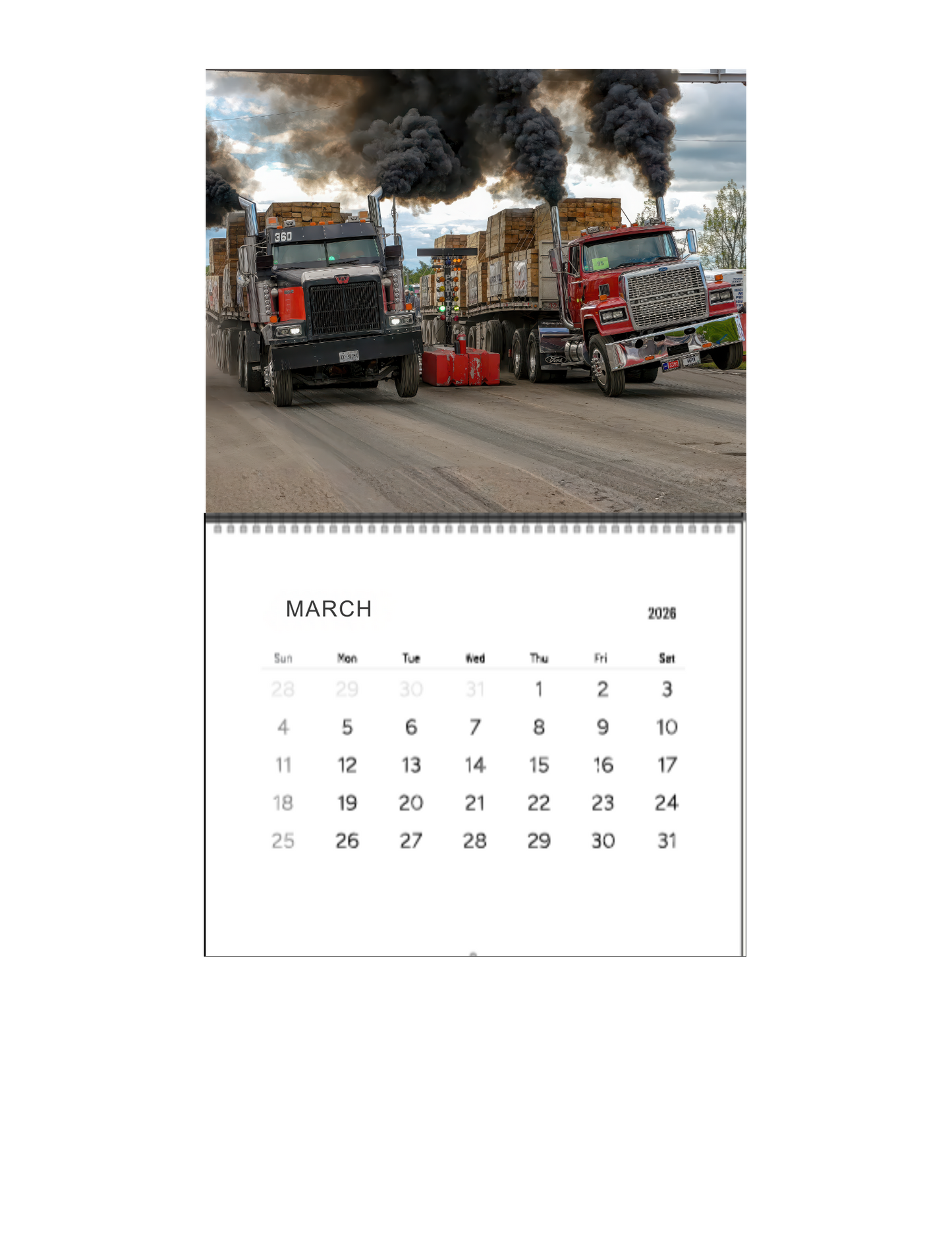 Wall Calendar-Onaway Loaded Big Rig Racing 2026