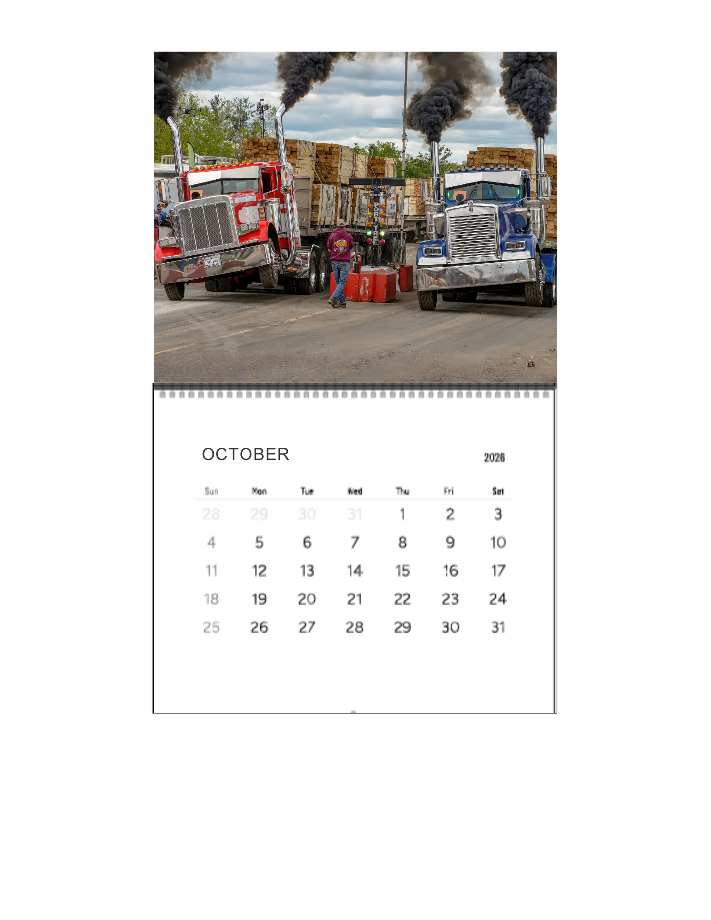Wall Calendar-Onaway Loaded Big Rig Racing 2026