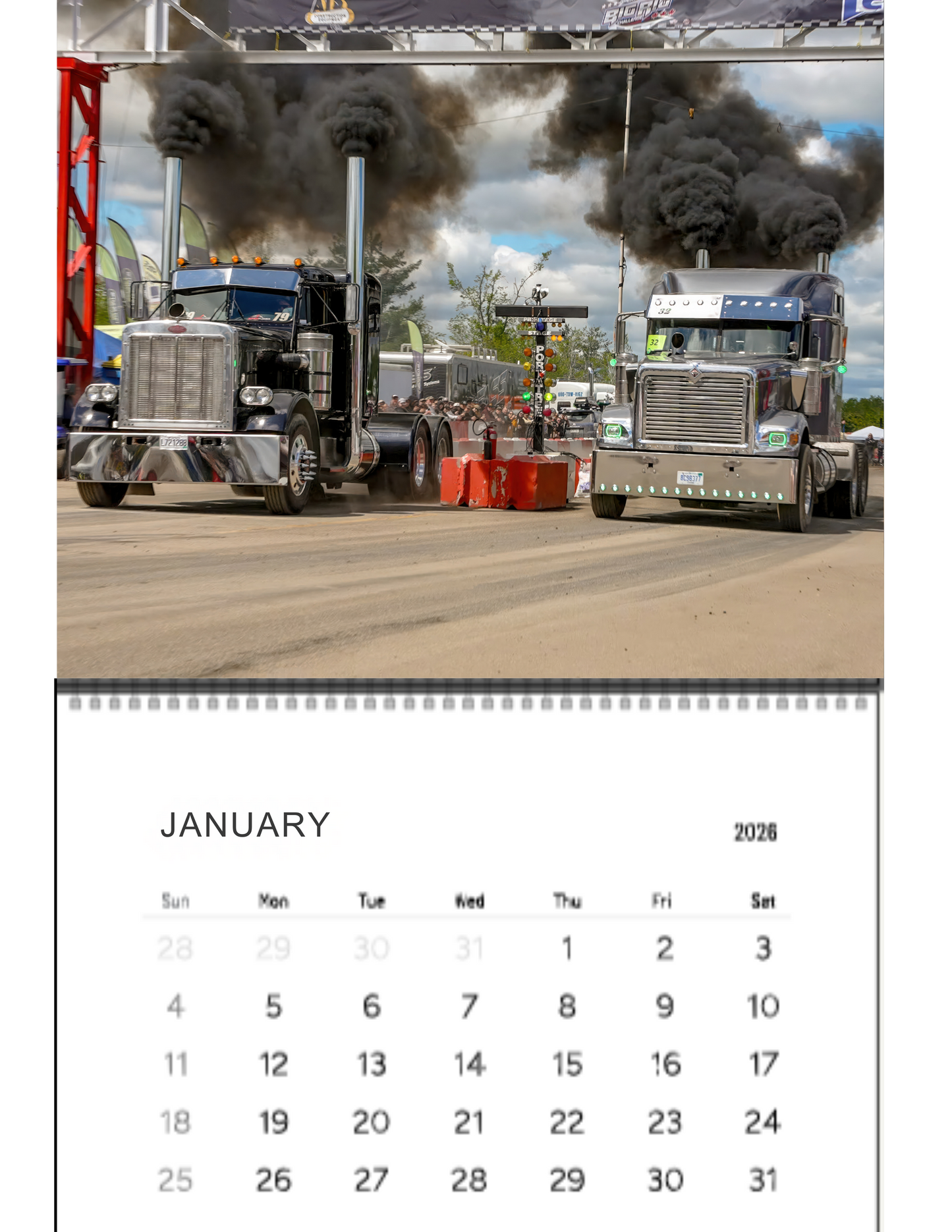 Wall Calendar- Onaway, Michigan Bobtail Big Rig Racing 2026