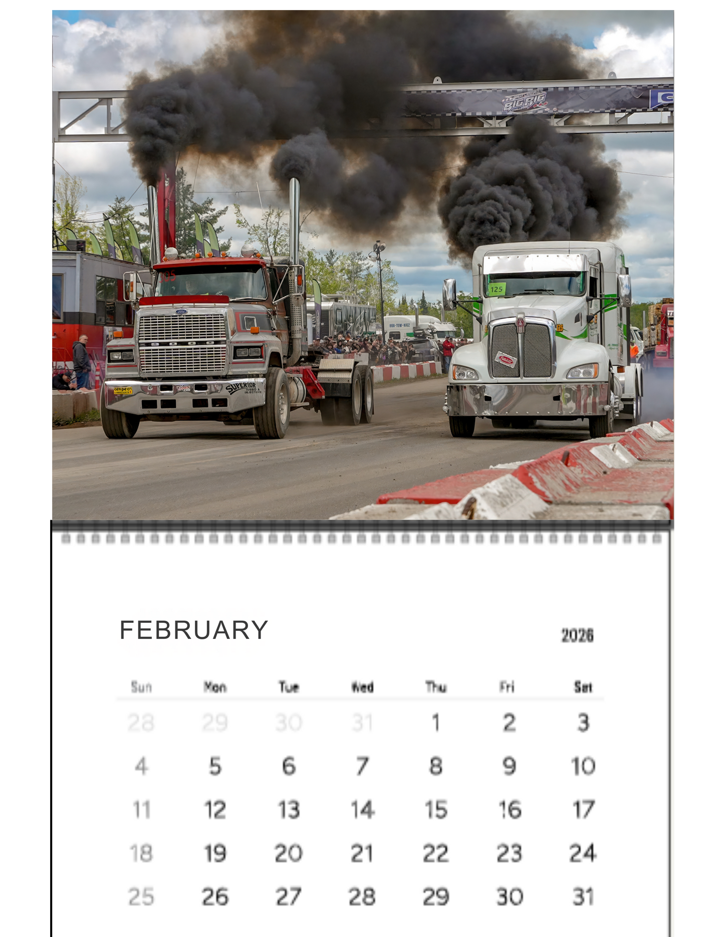 Wall Calendar- Onaway, Michigan Bobtail Big Rig Racing 2026