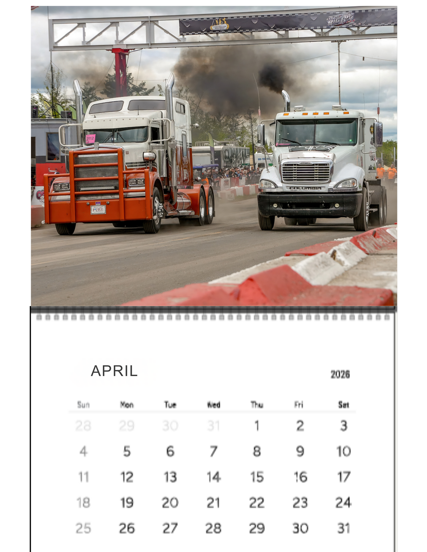 Wall Calendar- Onaway, Michigan Bobtail Big Rig Racing 2026
