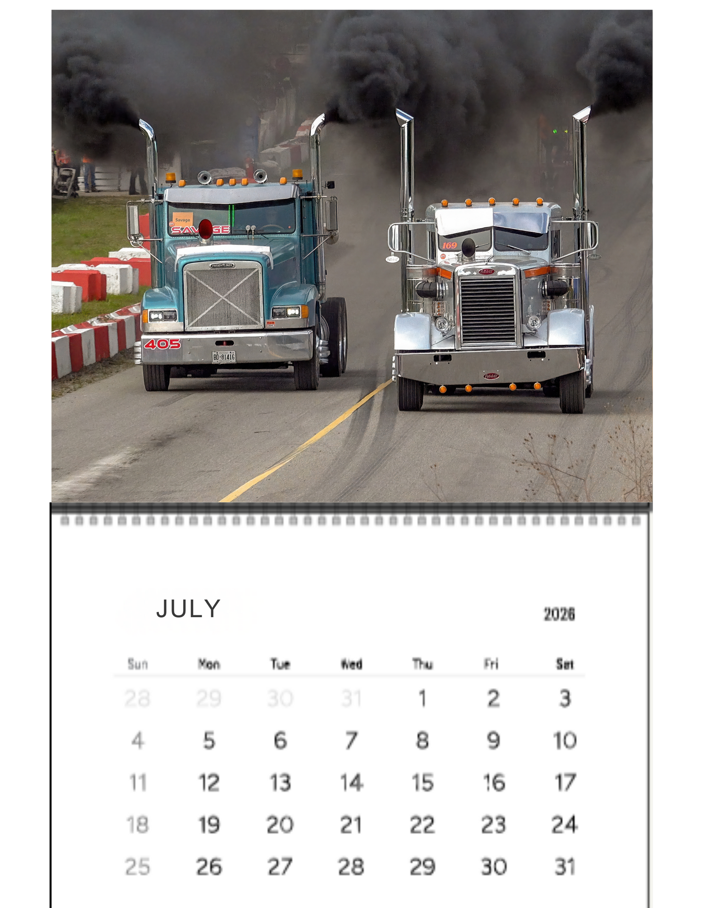 Wall Calendar- Onaway, Michigan Bobtail Big Rig Racing 2026