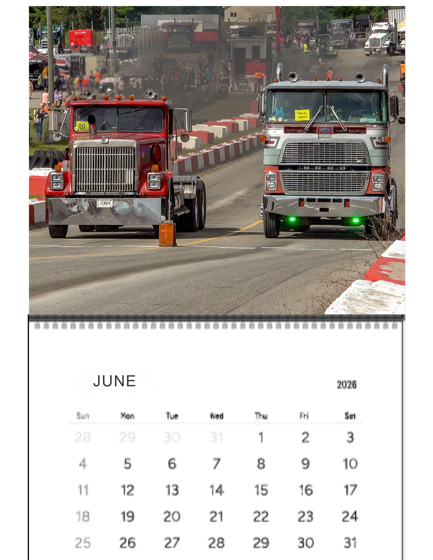 Wall Calendar- Onaway, Michigan Bobtail Big Rig Racing 2026